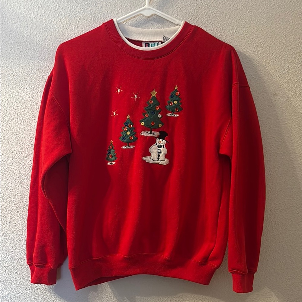 VTG Bolo Spirit Holiday Sweatshirt with Snowman and Christmas Trees size small